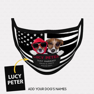 Personalized Dog Gift Idea - Dog Wearing Glasses And Dog Having Birthmark Just Married For Dog Lovers - Cloth Mask